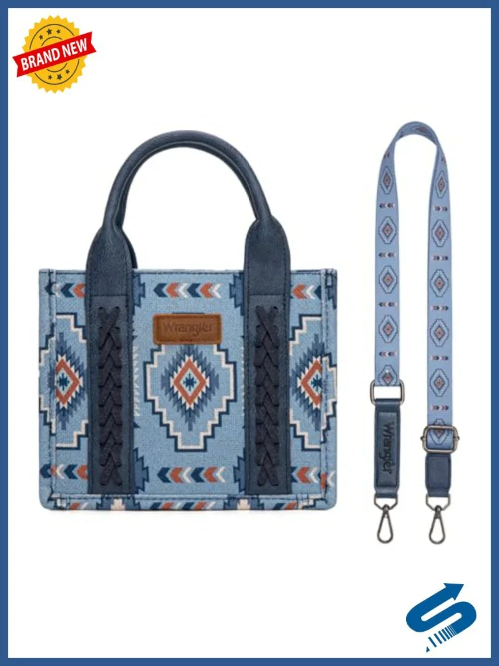 Boho Aztec Mini Tote Bag Canvas Woven Top Handle Purse Adjustable Strap